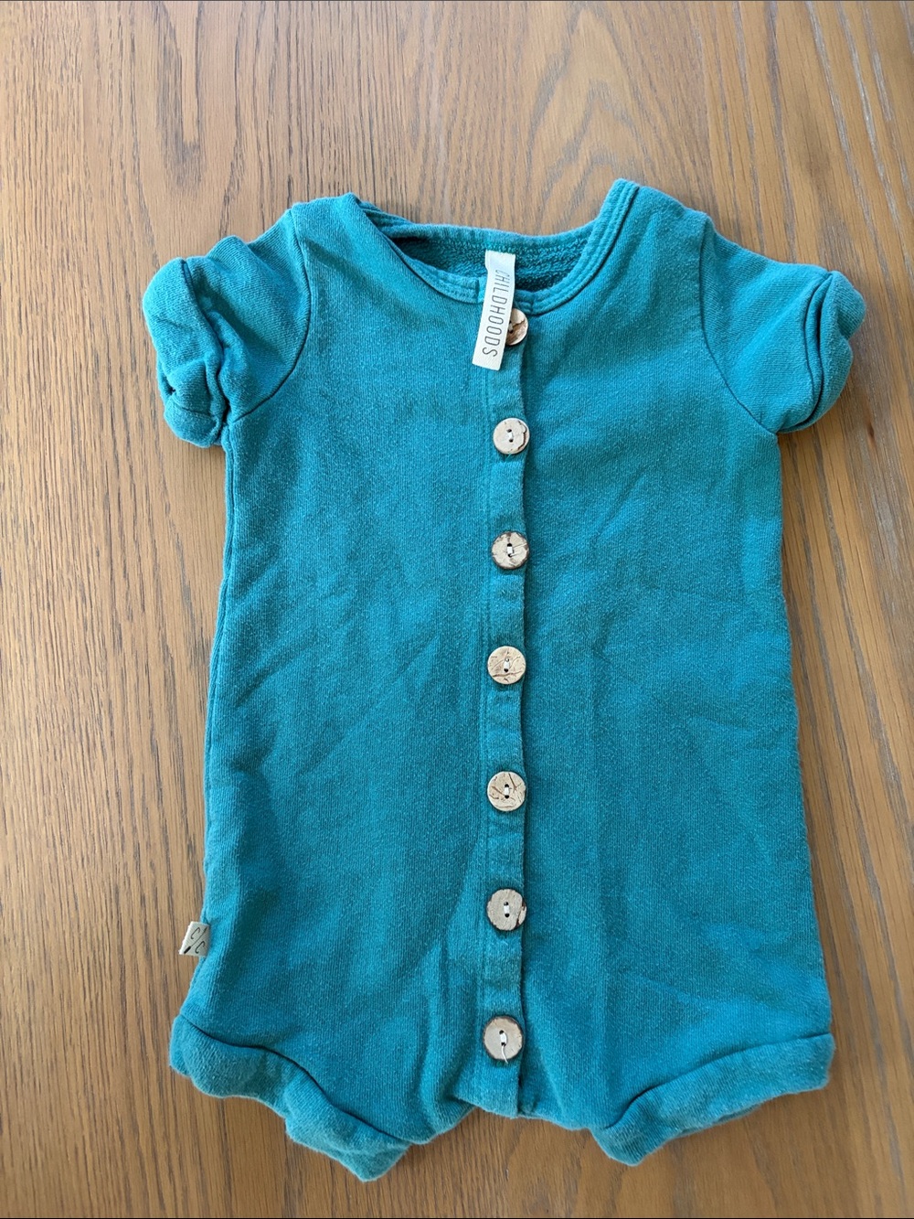 Childhoods teal Button-Front Baby One-Piece